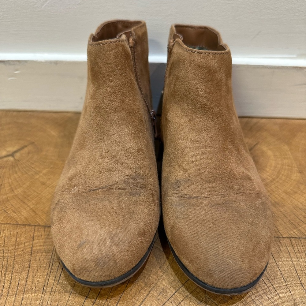 Brown suede booties